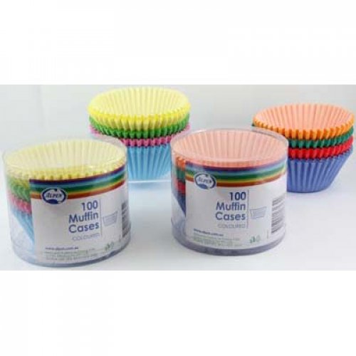 Muffin Cases Coloured 8cm Alpen Pk 100